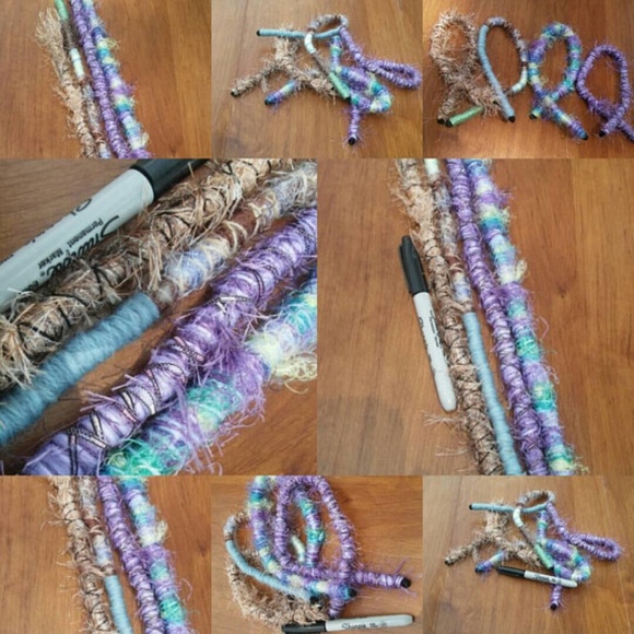3 purple blue yellow boho bendable Dread Ties main image 7